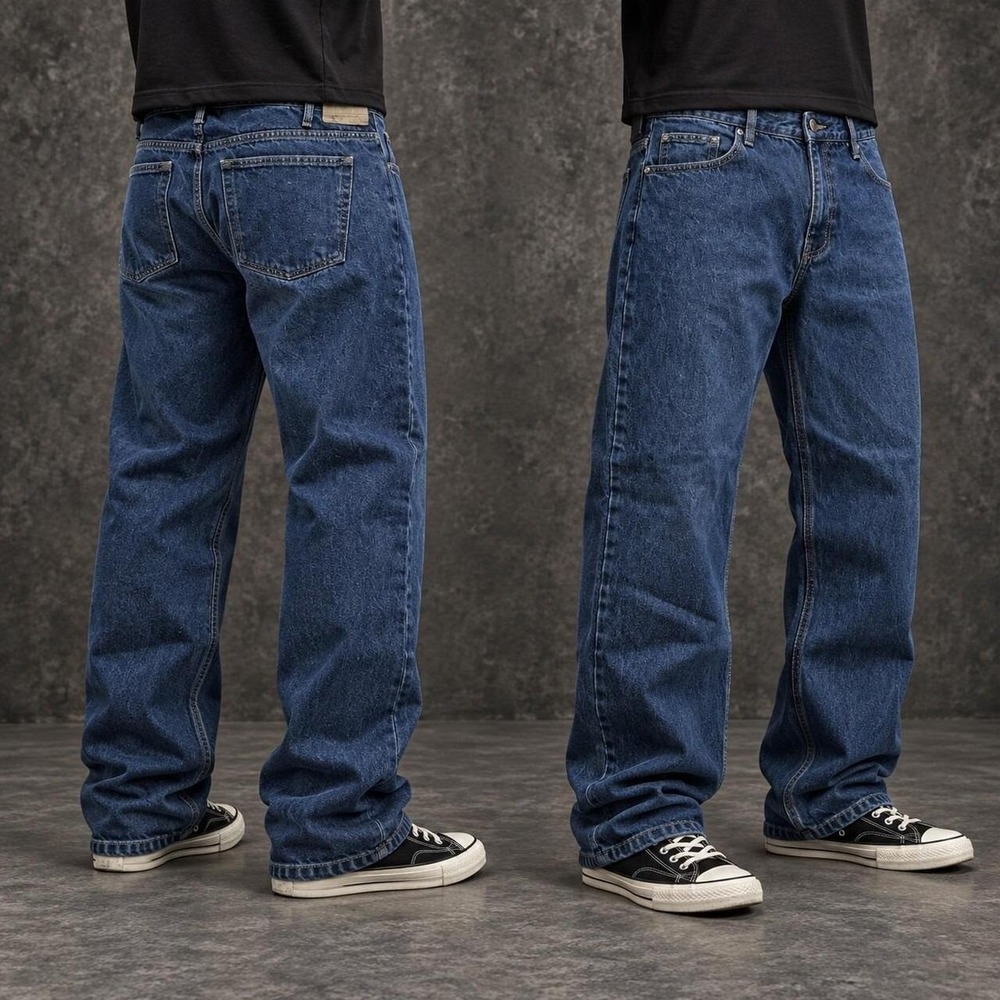 38x30 Blue Straight Wide Leg Jeans Grunge Y2K 2000s